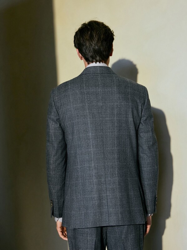 Seraphine Grey Regular Fit Signature Reda Italian Wool Fabric Check Suit Jacket