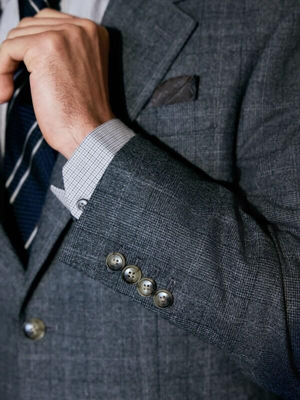 Seraphine Grey Regular Fit Signature Reda Italian Wool Fabric Check Suit Jacket