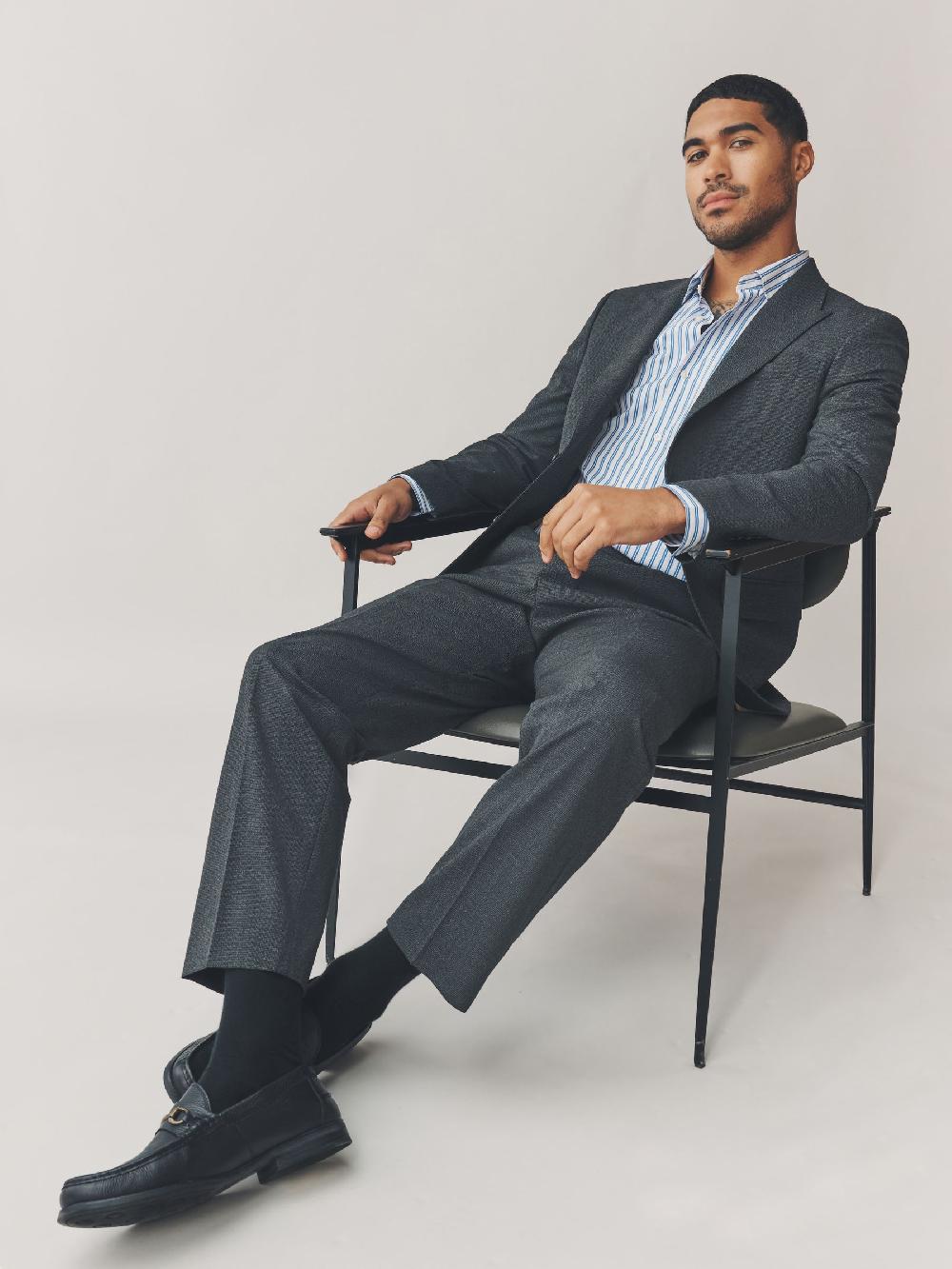 seraphine Grey Regular Fit Texture Motionflex Stretch Suit Jacket