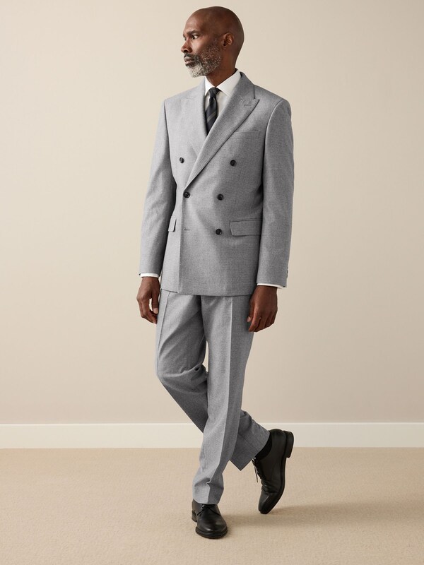 Seraphine Grey Signature Cerruti Wool Puppytooth Double Breasted Suit Jacket