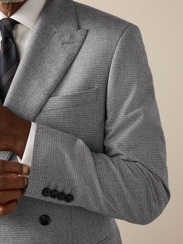 Seraphine Grey Signature Cerruti Wool Puppytooth Double Breasted Suit Jacket