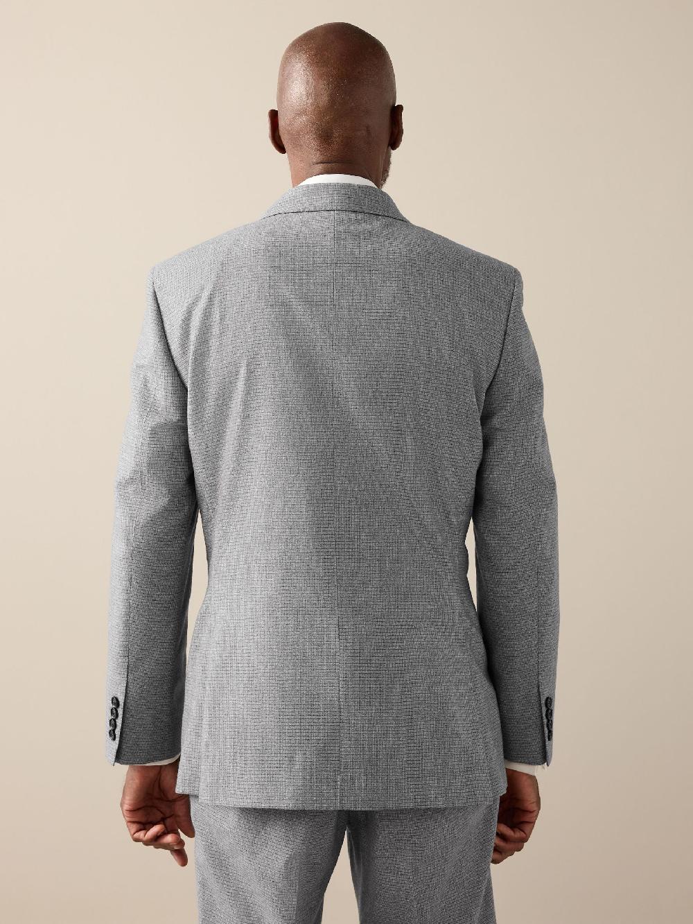 seraphine Grey Signature Cerruti Wool Puppytooth Double Breasted Suit Jacket