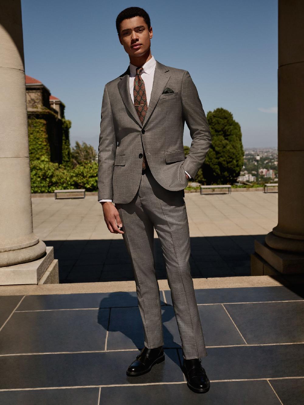 seraphine Grey Slim Fit Signature Cerutti 100% Italian Wool Suit Jacket