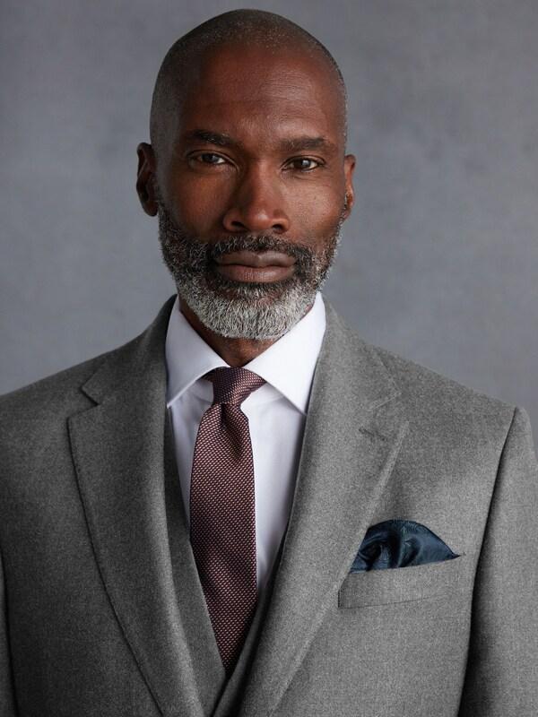 Seraphine Grey Slim Fit Signature Zignone Italian Wool Cashmere Blend Flannel Suit Jacket