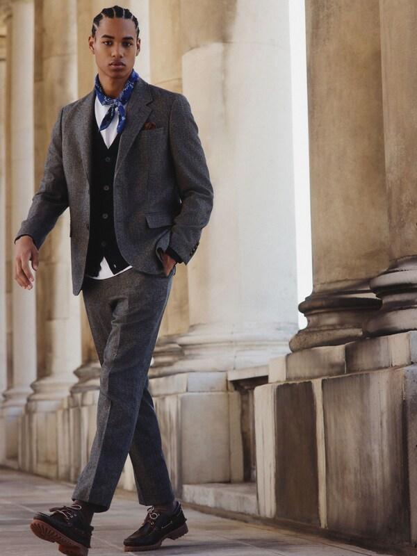 Seraphine Grey Slim Fit Wool Blend Herringbone Stripe Suit Jacket