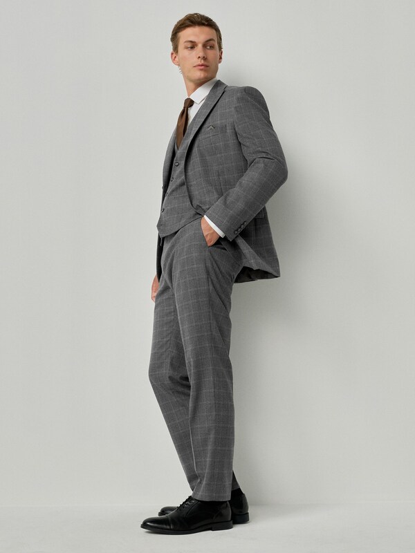 Seraphine Grey Tailored Fit Check Flannel Suit Jacket