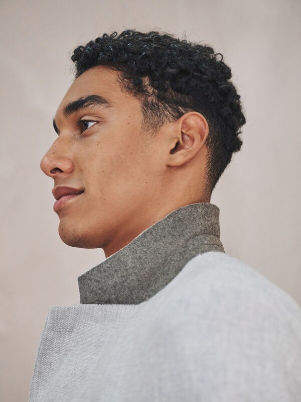 Seraphine Grey Tailored Fit Linen Blend Texture Suit Jacket