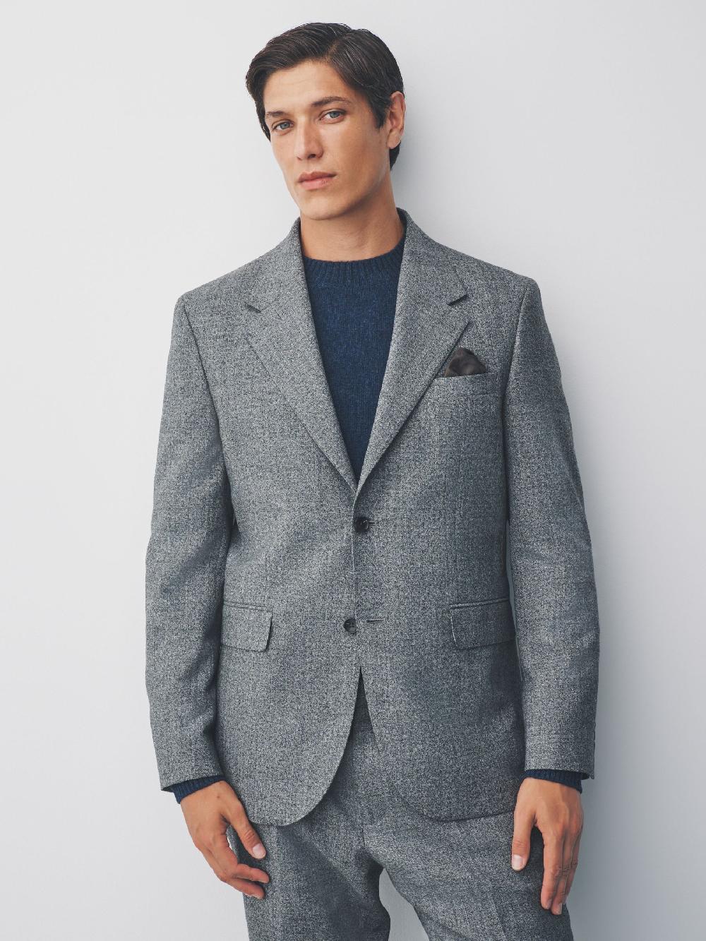 seraphine Grey Tailored Fit Merino Wool Blend Suit Jacket
