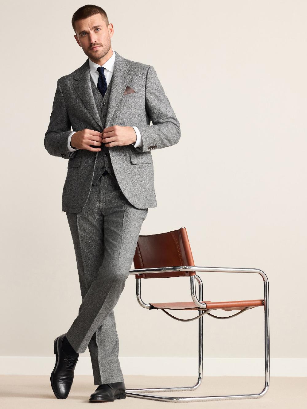 seraphine Grey Tailored Fit Signature Abraham Moon 100% British Wool Donegal Suit Jacket