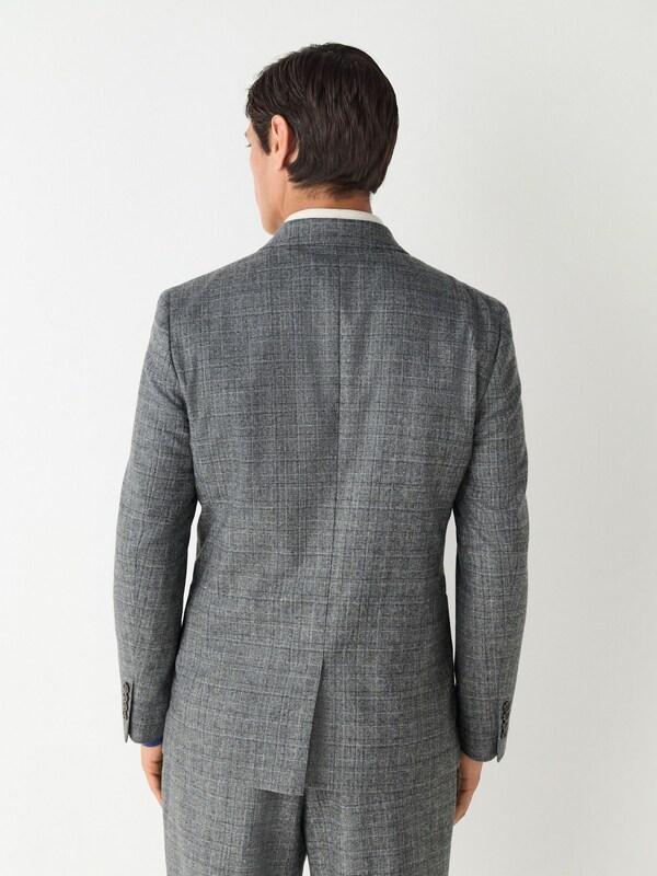Seraphine Grey Tailored Fit Wool Blend Check Texture Suit Jacket