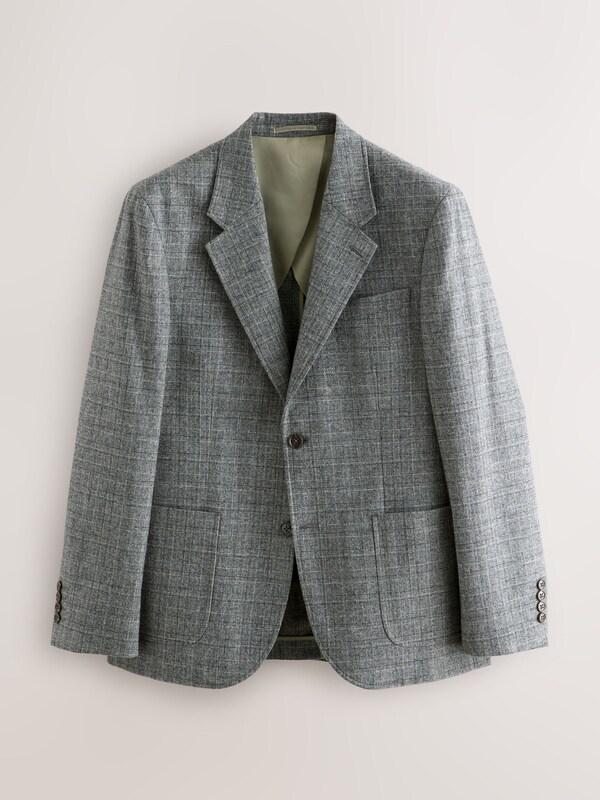 Seraphine Grey Tailored Fit Wool Blend Check Texture Suit Jacket