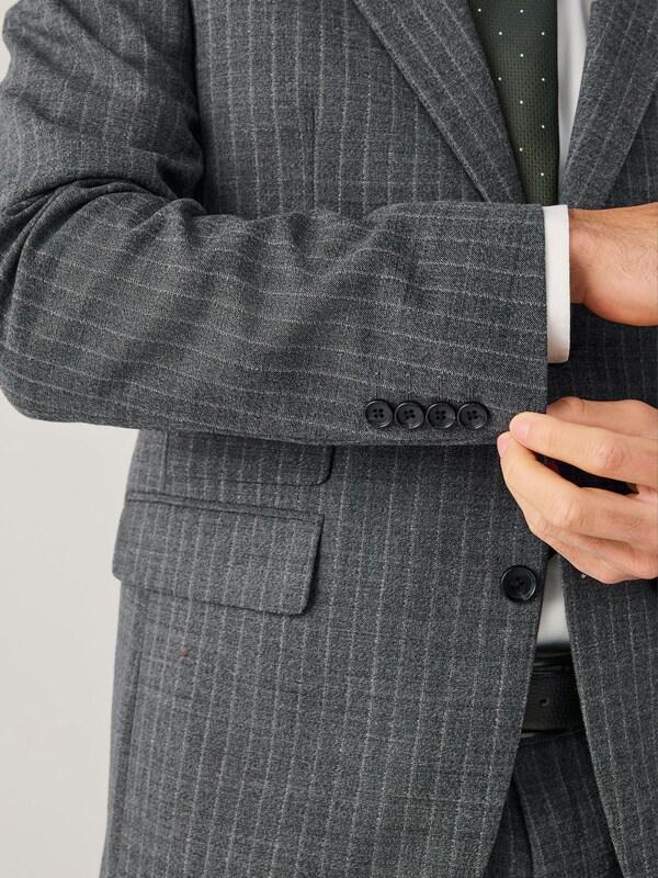 Seraphine Grey Tailored Fit Wool Blend Stripe Suit Jacket