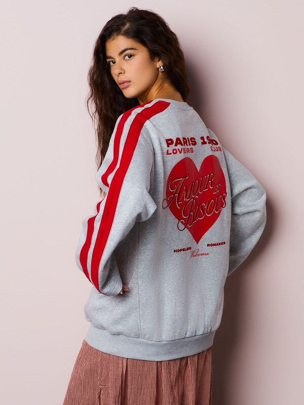 Seraphine Grey Valentines Paris Heart Graphic Sweatshirt