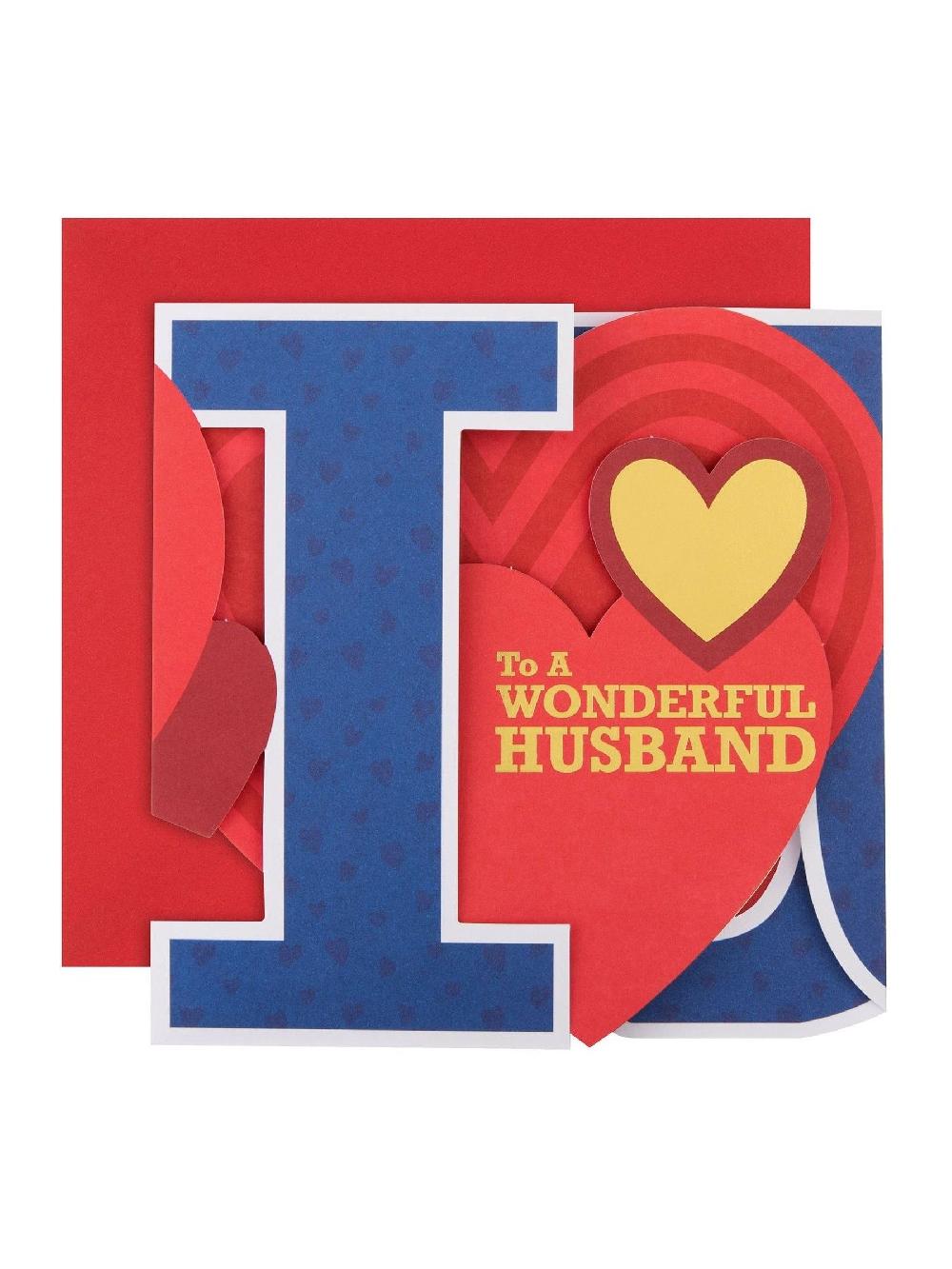 seraphine Hallmark Blue Husband 3D Fold Out Banner Valentine's Card