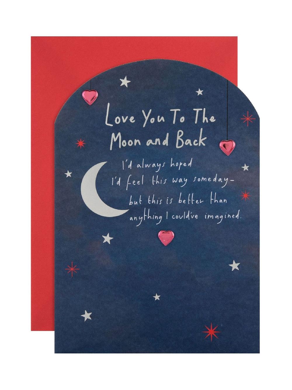 seraphine Hallmark Blue One I Love Moon and Back Valentines Card