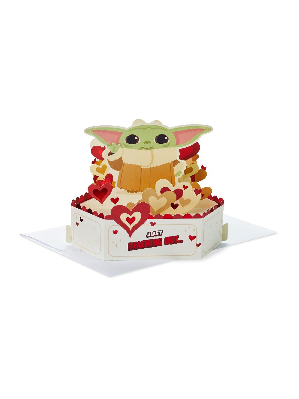 seraphine Hallmark Green White Star Wars Grogu 3D Pop-Up Valentine's Day Card