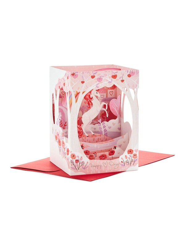 Seraphine Hallmark Pink 3D Pop-Up Magical Unicorn Valentines Card