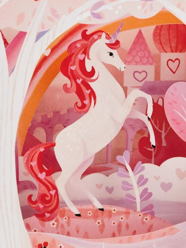 Seraphine Hallmark Pink 3D Pop-Up Magical Unicorn Valentines Card