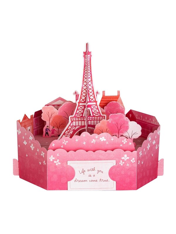 Seraphine Hallmark Pink 3D & Pop-Up Paris Scene Valentines Card