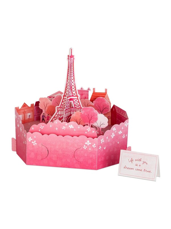 Seraphine Hallmark Pink 3D & Pop-Up Paris Scene Valentines Card