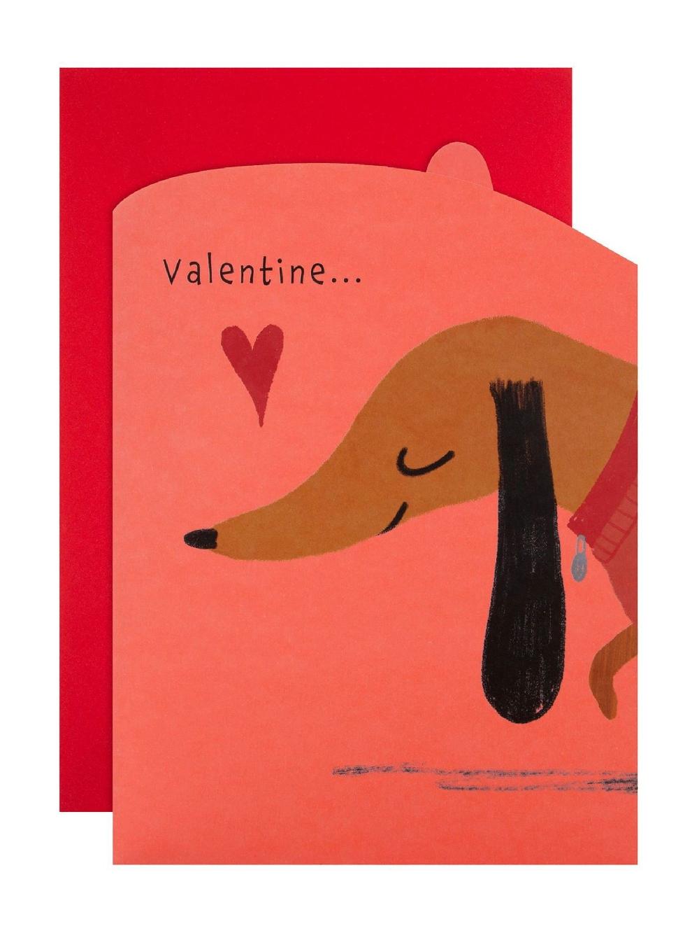seraphine Hallmark Pink I Be-Long With You Sausage Dog Valentine's Card