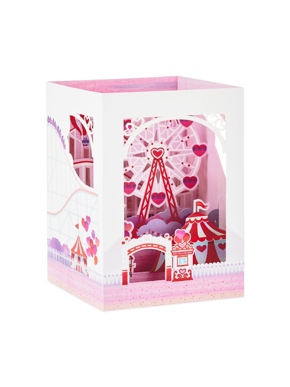 seraphine Hallmark Pink White One Fun Ride 3D Pop-Up Valentine's Day Card