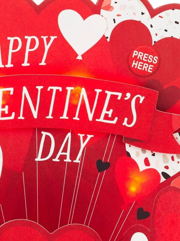 Seraphine Hallmark Red 3D Hearts Musical And Light Up Valentines Card