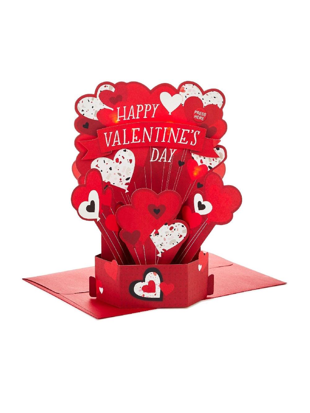 seraphine Hallmark Red 3D Hearts Musical and Light Up Valentines Card