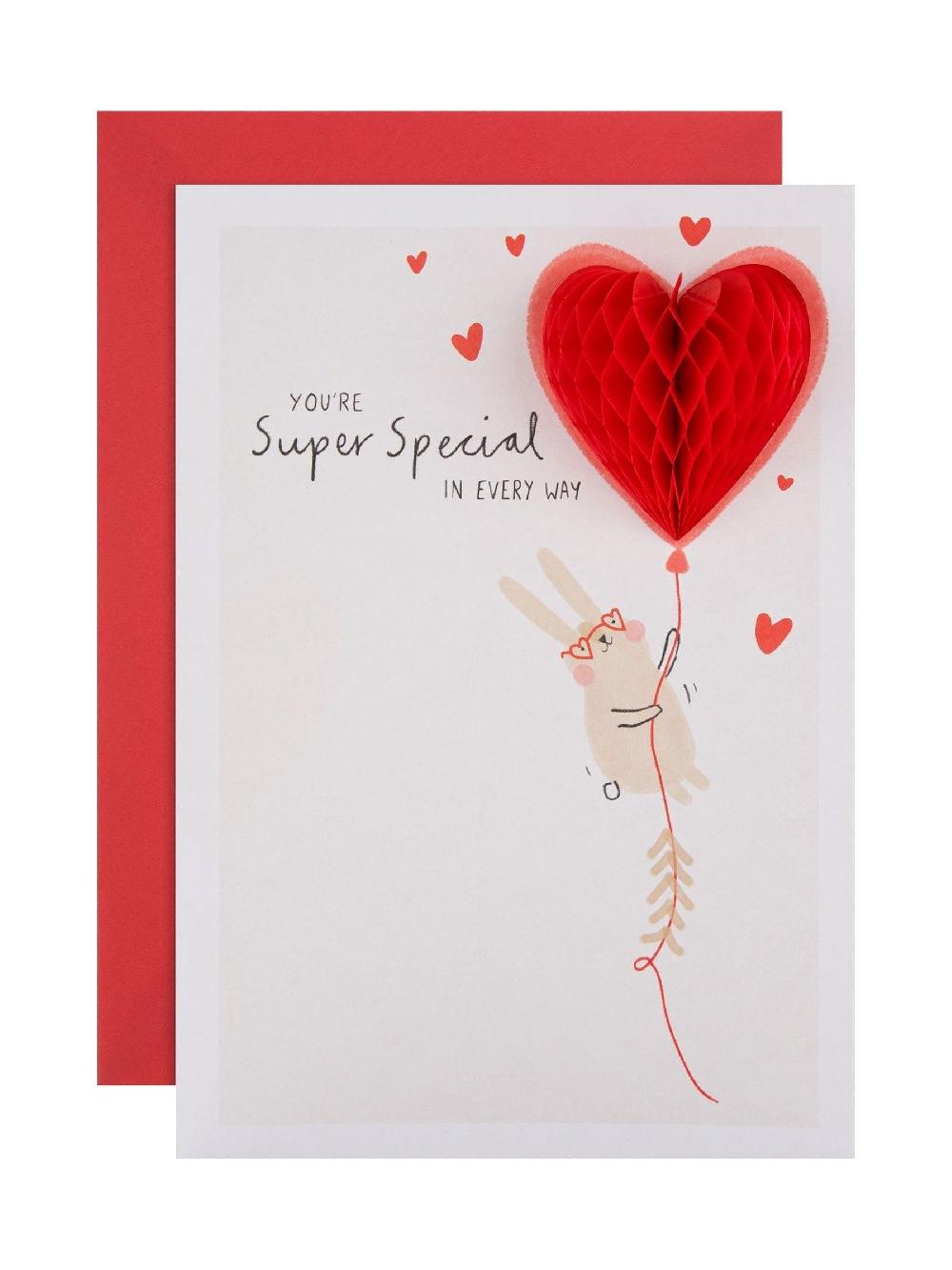 seraphine Hallmark Red Cute Rabbit Heart Balloon Valentines Card