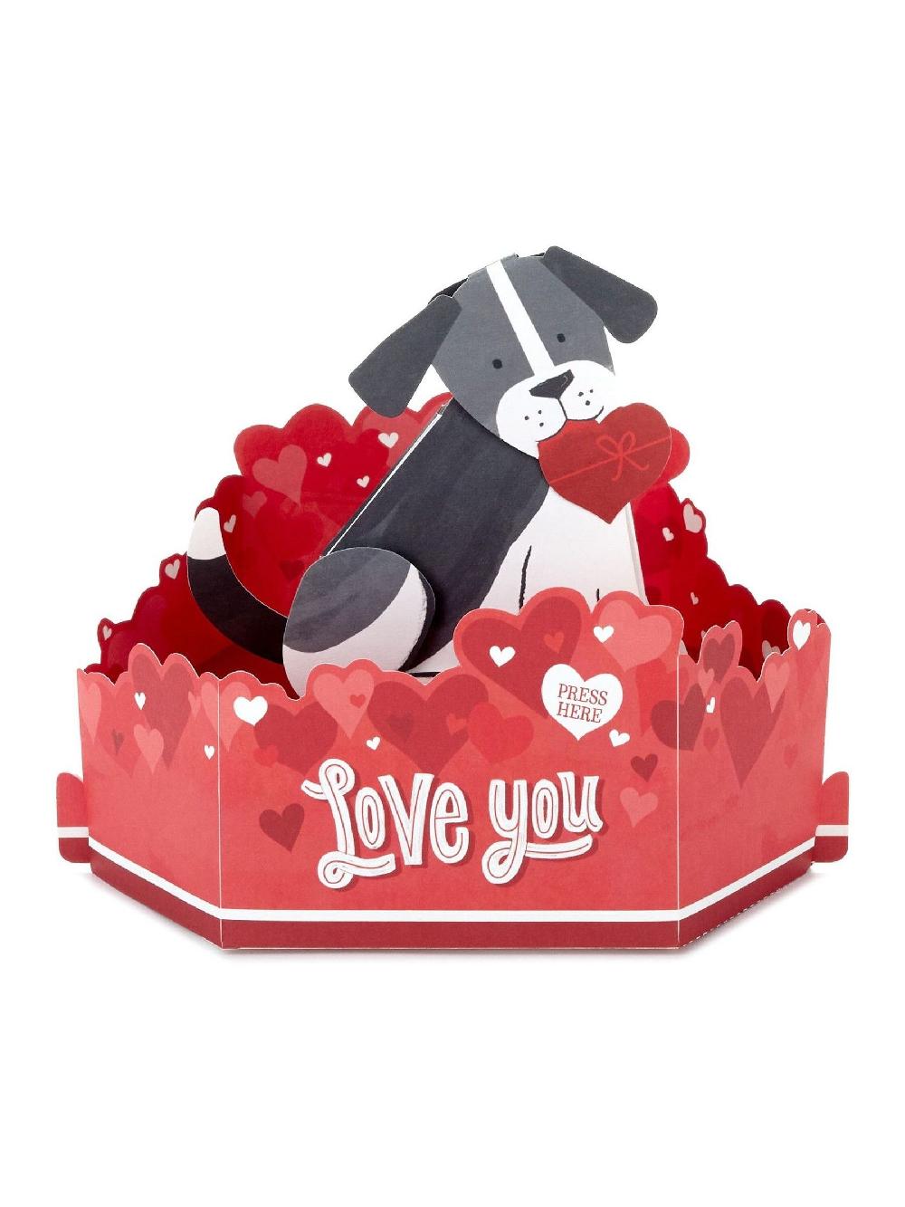 seraphine Hallmark Red Love You 3D Dog Music & Motion Valentine's Card