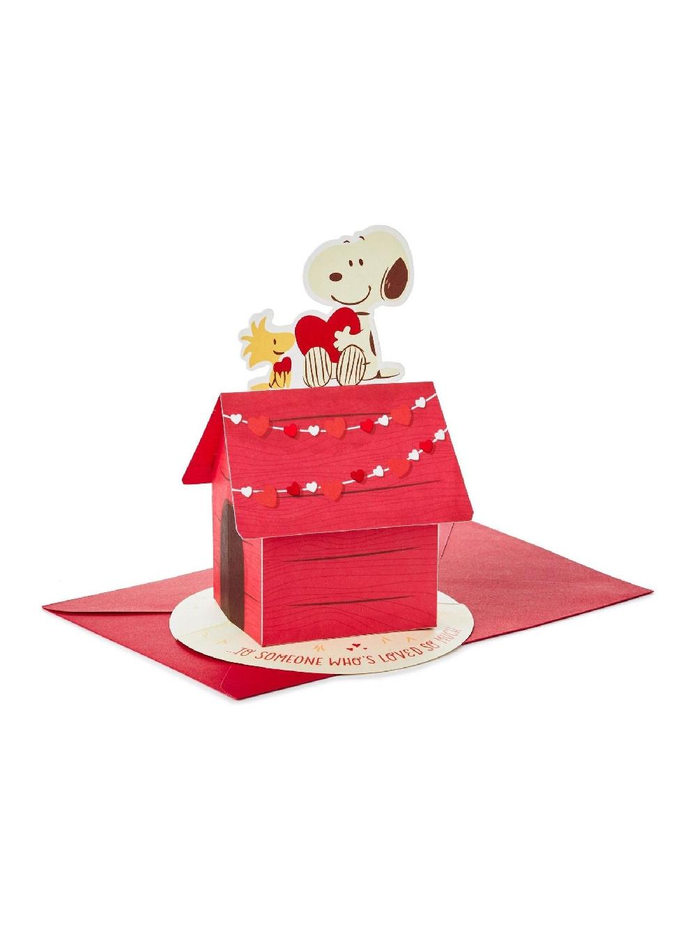 seraphine Hallmark Red Pop Up PEANUTS Snoopy Valentines Card