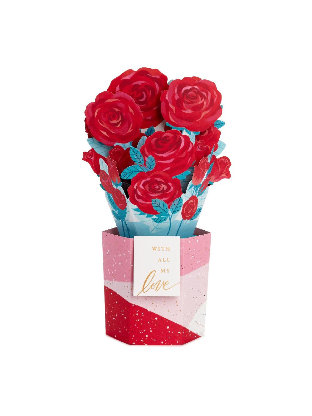 seraphine Hallmark Red Rose Bouquet Valentine's Day Card for One I Love