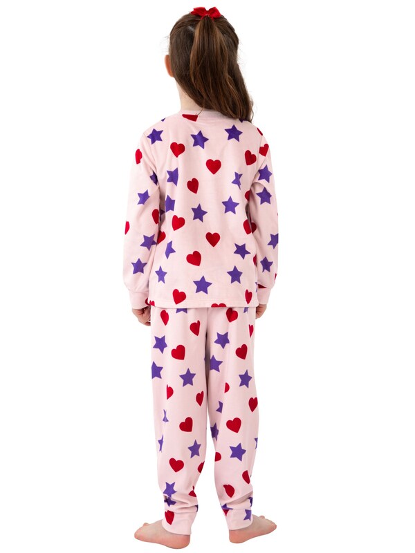 Seraphine Harry Bear Pink Stars And Hearts Long Sleeve Fleece Pyjamas