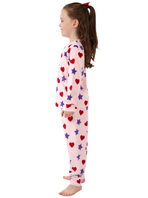 Seraphine Harry Bear Pink Stars And Hearts Long Sleeve Fleece Pyjamas