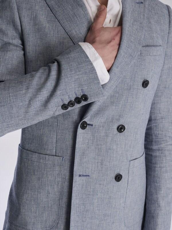 Seraphine Harry Brown Blue Giacomo Cotton Linen Double Breasted Suit Jacket