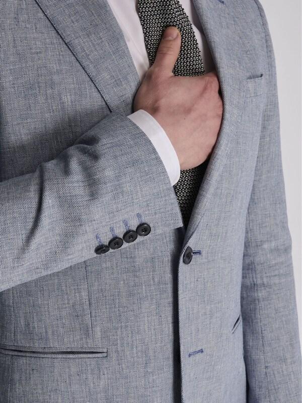 Seraphine Harry Brown Blue Giacomo Slim Fit Cotton Linen Suit Jacket