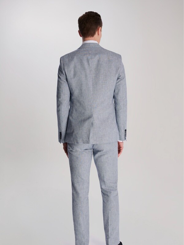 seraphine Harry Brown Blue Giacomo Slim Fit Cotton Linen Suit Jacket