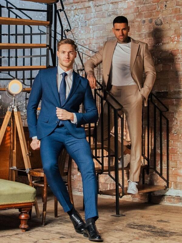 Seraphine Harry Brown Blue Slim Fit Suit Archie Melange Jacket