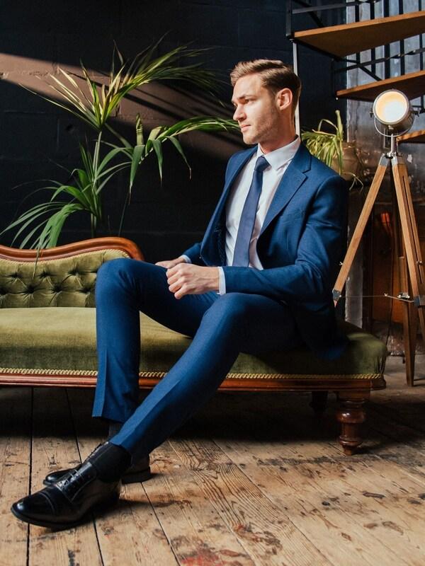 Seraphine Harry Brown Blue Slim Fit Suit Archie Melange Jacket