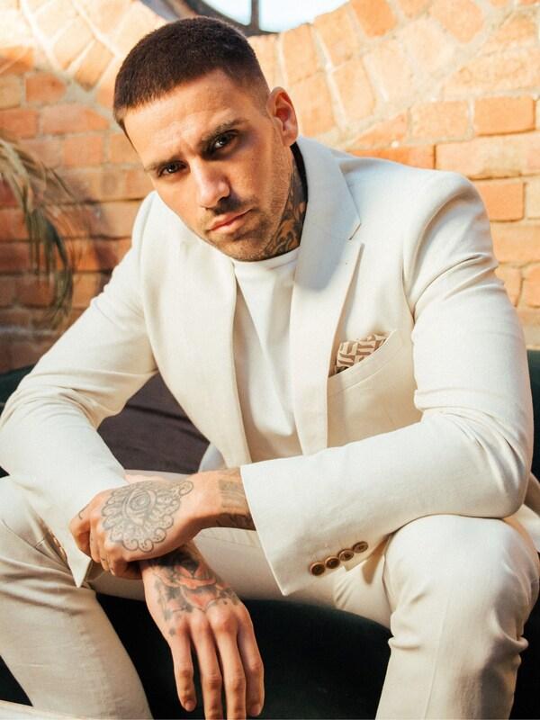 Seraphine Harry Brown Cream Giacomo Slim Fit Cotton Linen Suit Jacket