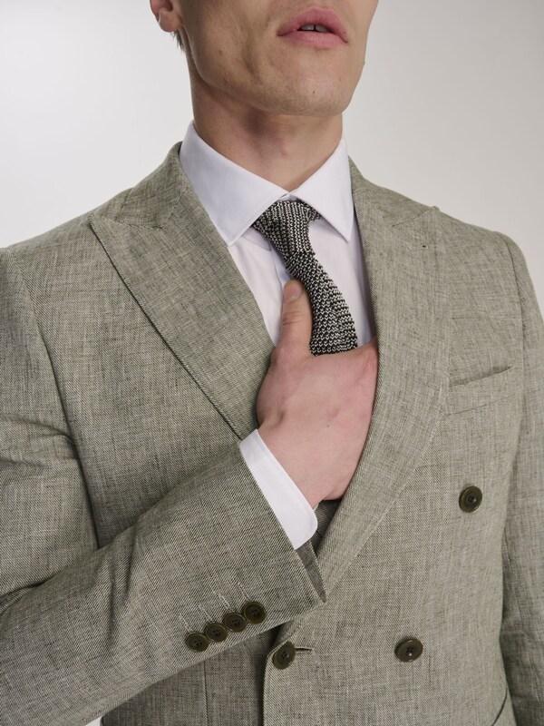 Seraphine Harry Brown Green Giacomo Cotton Linen Double Breasted Suit Jacket