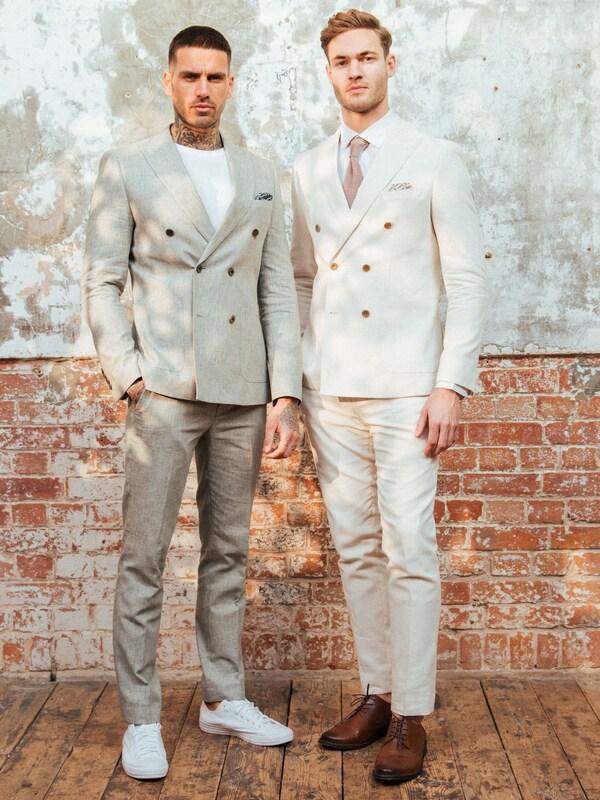 Seraphine Harry Brown Green Giacomo Cotton Linen Double Breasted Suit Jacket