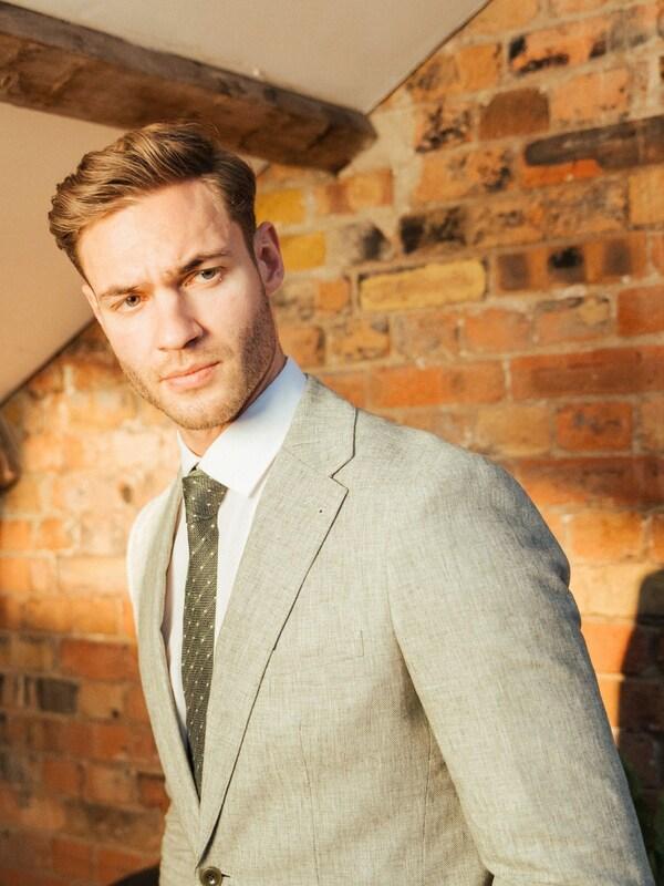 Seraphine Harry Brown Green Giacomo Slim Fit Cotton Linen Suit Jacket