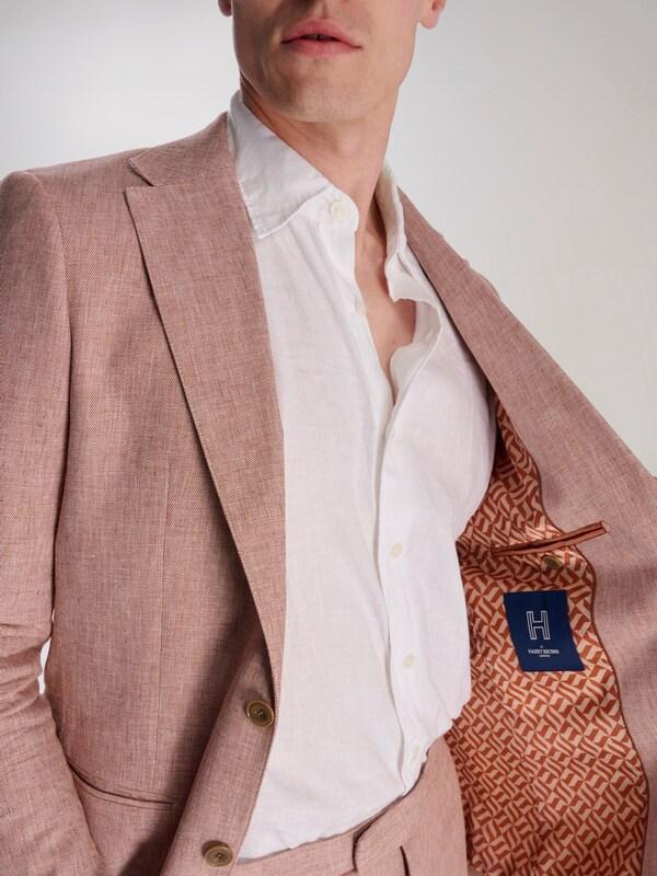 Seraphine Harry Brown Pink Giacomo Slim Fit Cotton Linen Suit Jacket