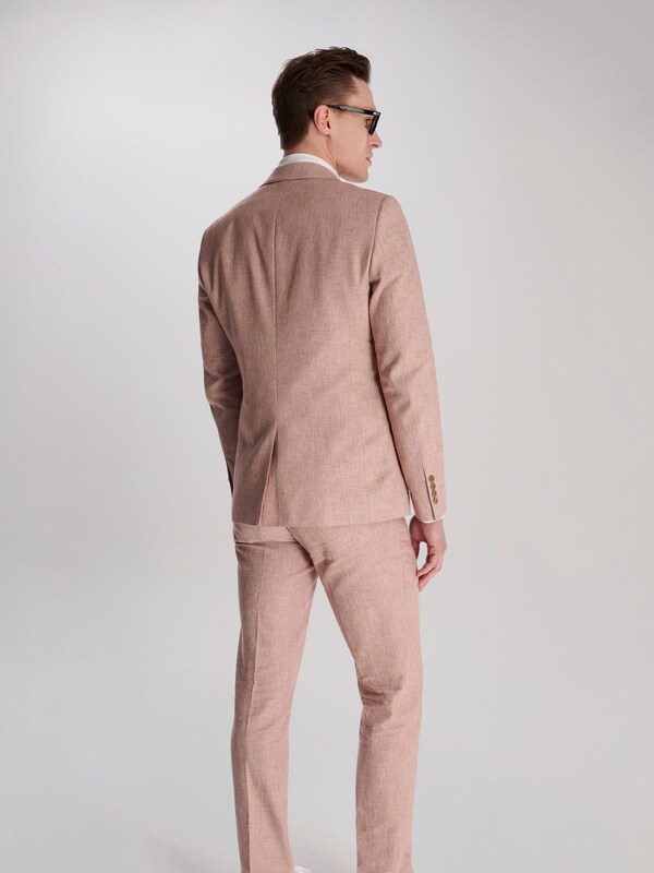 seraphine Harry Brown Pink Giacomo Slim Fit Cotton Linen Suit Jacket