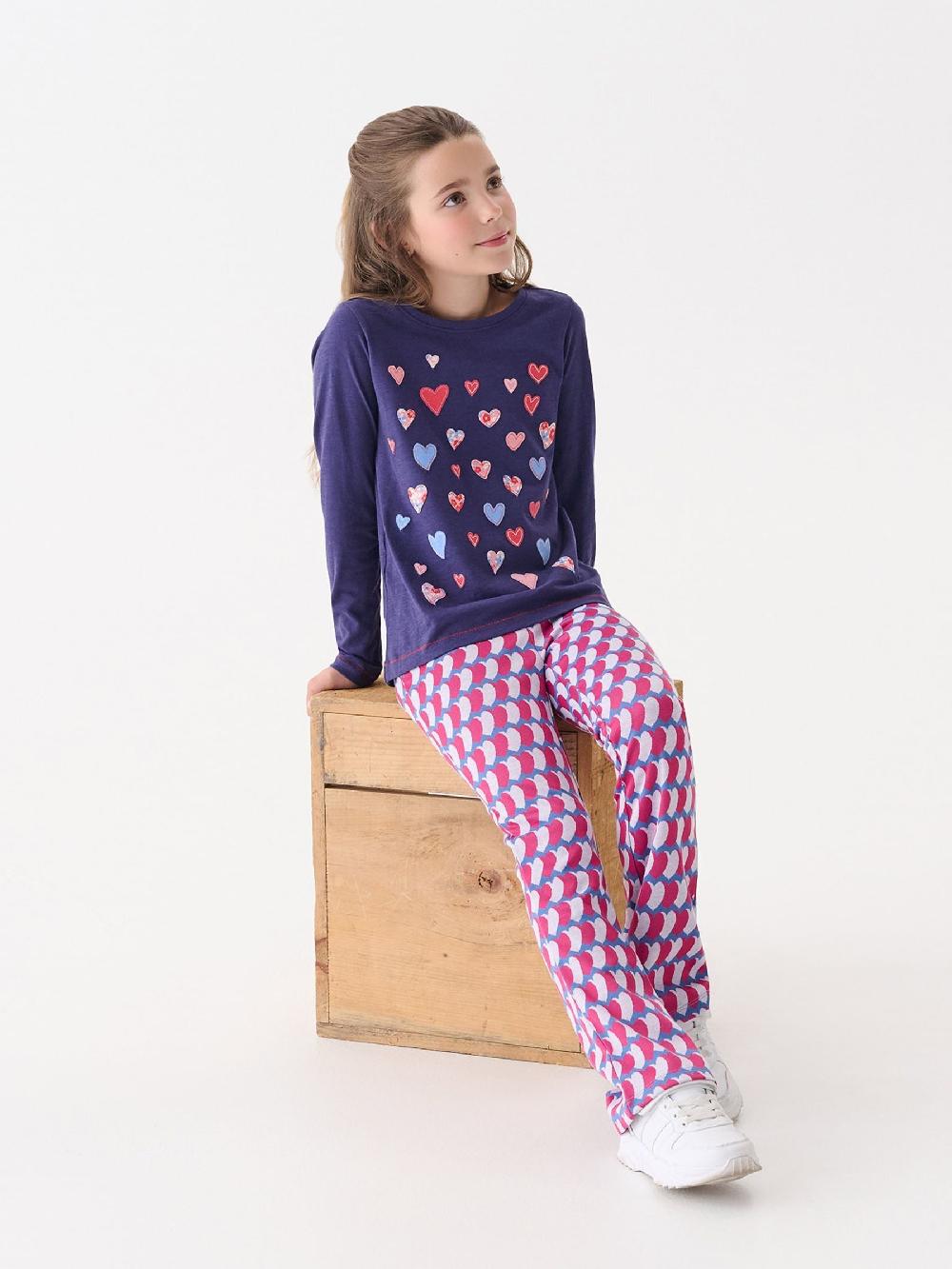 seraphine Hatley Blue Falling Hearts Long Sleeve T-Shirt