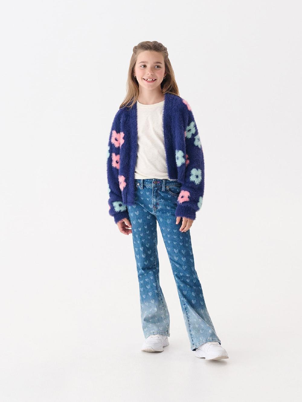 seraphine Hatley Blue Hearts Flared Leg Denim Jeans