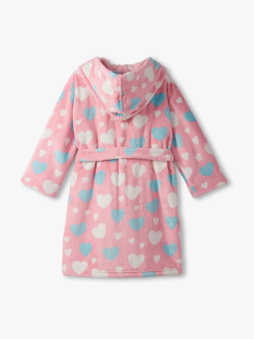 seraphine Hatley Pink Big Hearts Fuzzy Fleece Dressing Robe