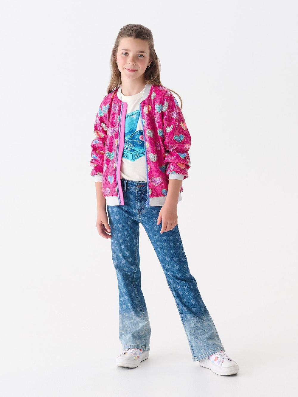 seraphine Hatley Pink Busted Hearts Sequin Bomber Jacket