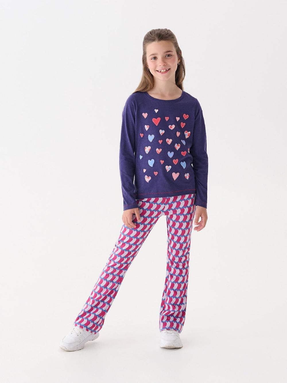 seraphine Hatley Pink Graphic Hearts Fun Waist Flare Trousers